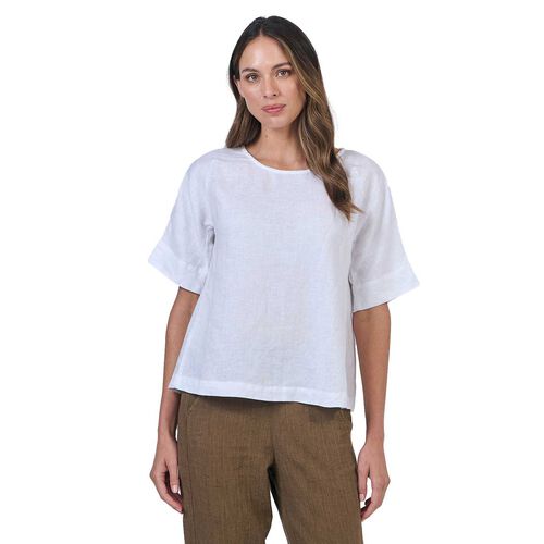 Naturals By O & J White Linen Top